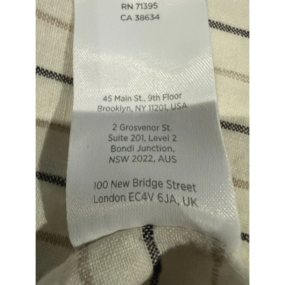 West Elm King 100% Linen Duvet Cover Natural Ivory Gray Terracotta Stripe 92x108